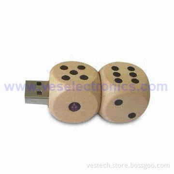Funny Dice Shape Wooden Flash Drive